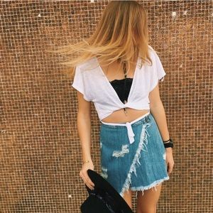 Carmar denim wrap skirt